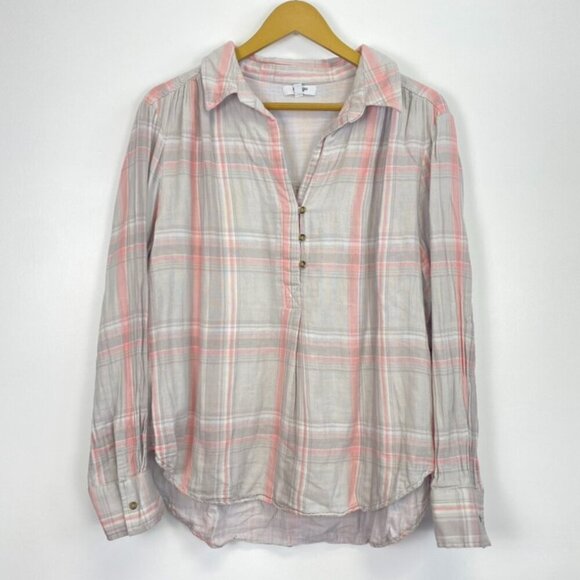 Kensie Pink and Grey Plaid Top - Picture 1 of 10